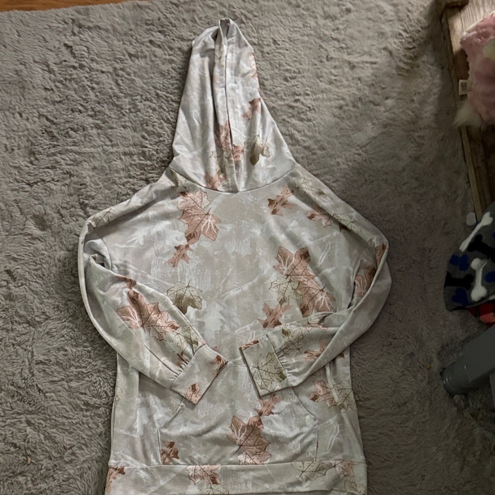 Floral Hoodie with Leaf Print